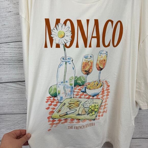 Old Navy Men's Cream Cropped Short Sleeve Monaco Summer Graphic Tee Size XXXXL - Picture 3 of 6